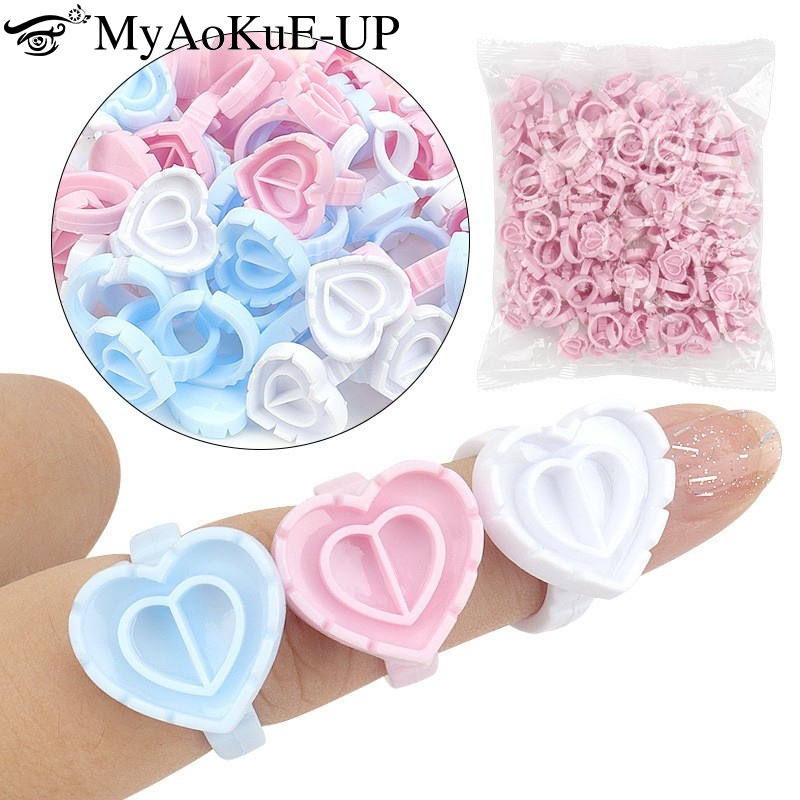 100Pcs Disposable Glue Ring Ho - Eyelash Extension Examples 评论和价格