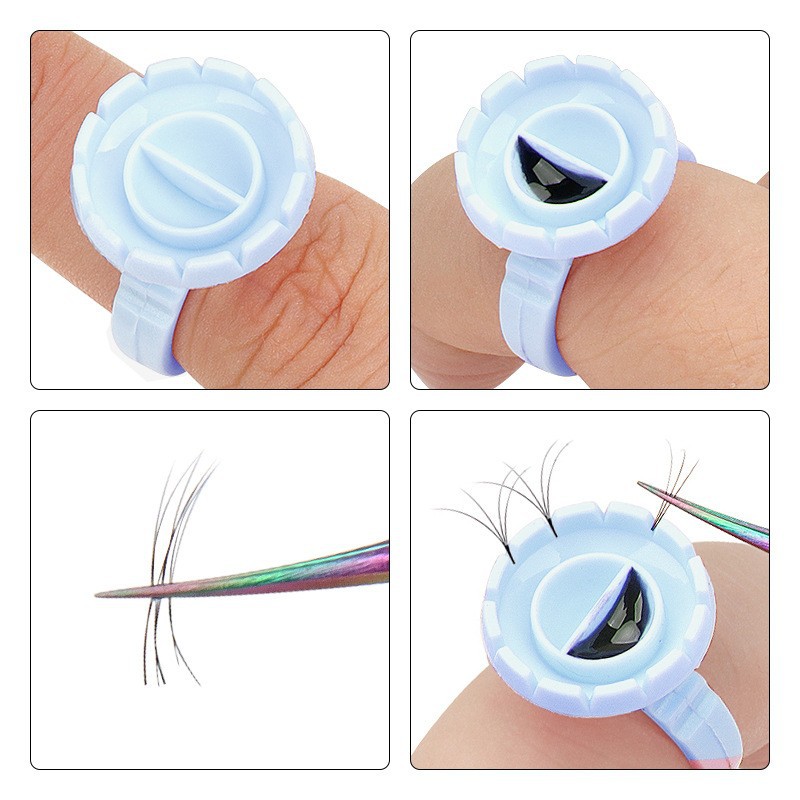 100Pcs Disposable Glue Ring Ho - Eyelash Extension Examples 评论和价格