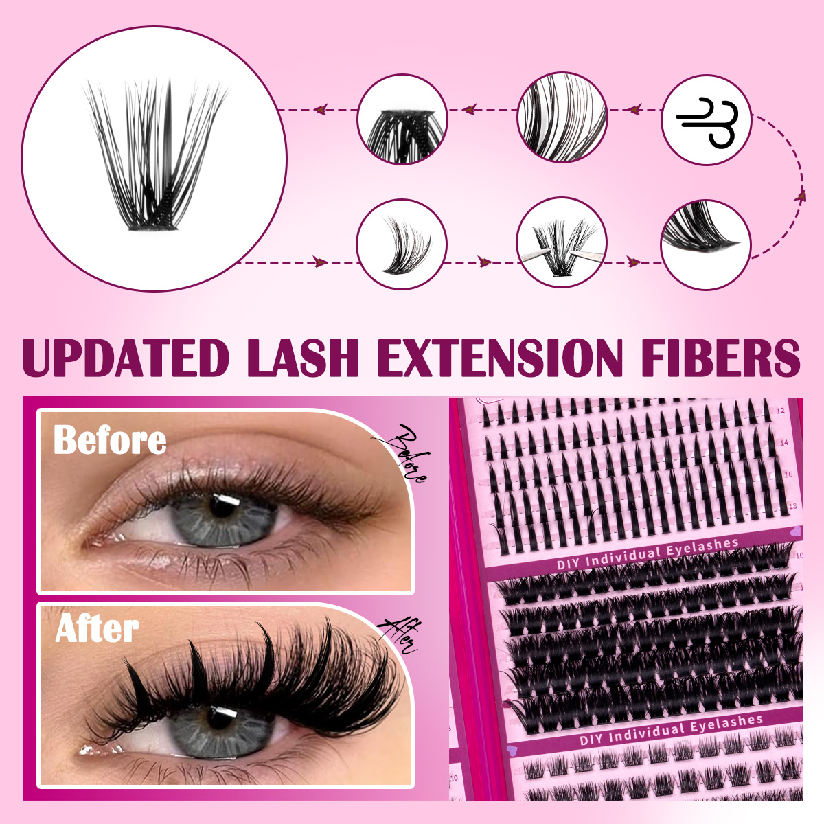 DIY Lashes Cluster Kit Large C - Eyelash Extension Home Service 评论和价格